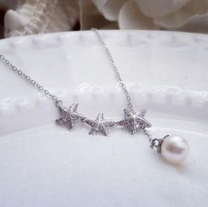 Sterling Starfish Necklace with Pearl